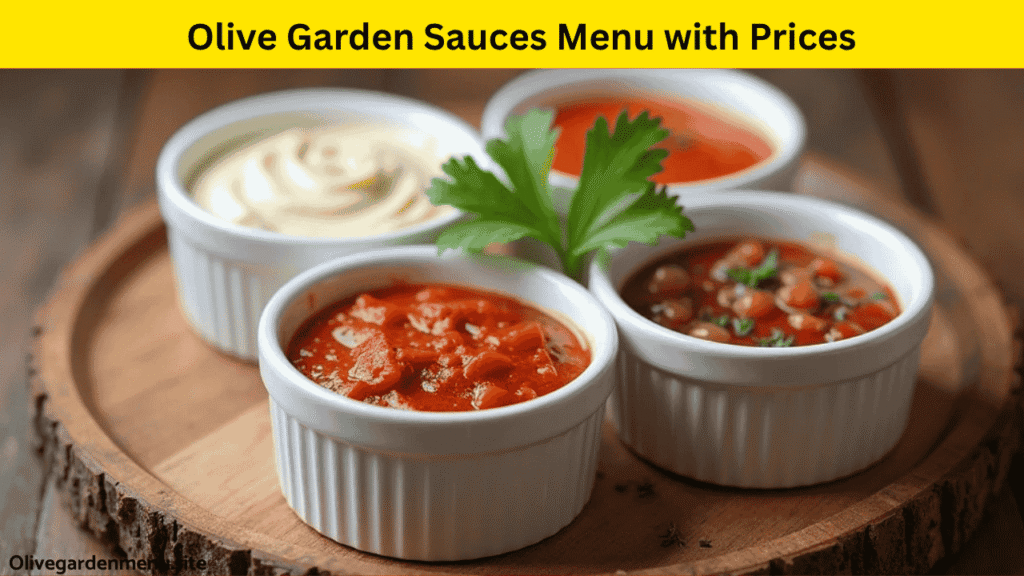 Assorted dipping sauces from the Olive Garden Sides Sauces Menu