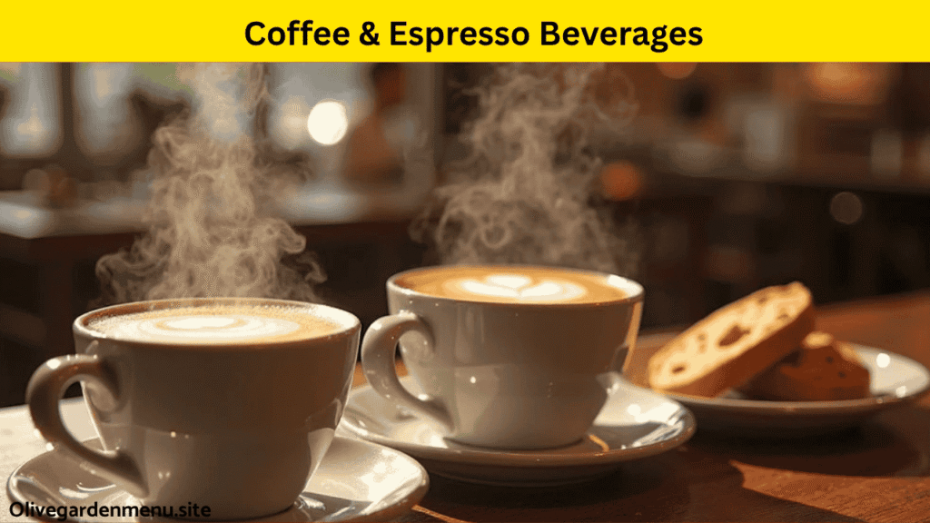 Freshly brewed espresso and cappuccino served at Olive Garden.

