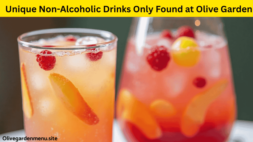 Exclusive drinks like Bellini Peach-Raspberry Tea and Passion Fruit Limonata at Olive Garden.

