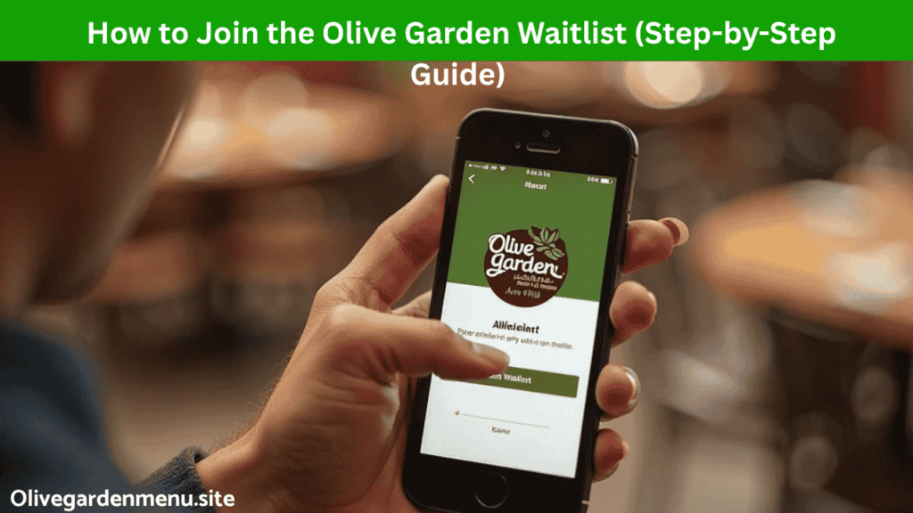 Phone showing Olive Garden app with Join Waitlist feature on screen