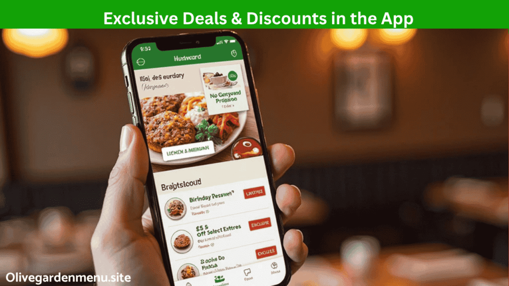 Olive Garden app showing exclusive discounts