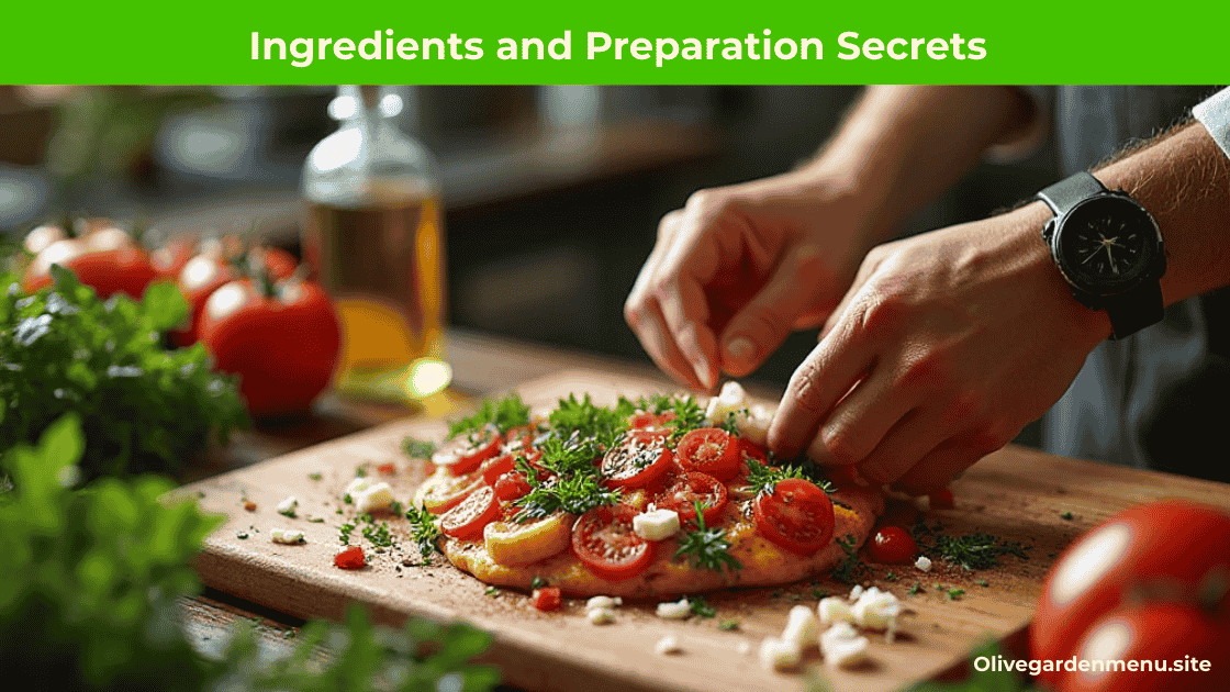 Chef preparing ingredients for an appetizer on the Olive Garden Menu.