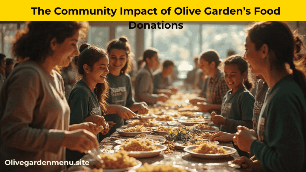 "Families enjoying meals made possible by Olive Garden leftover food donations."