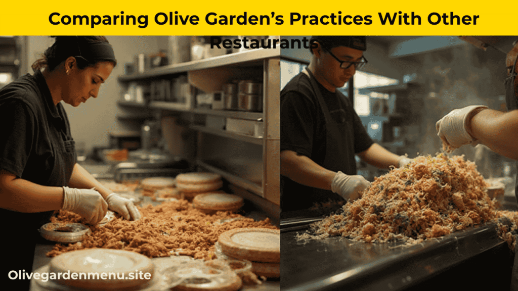 "Comparison of Olive Garden leftover food donations with other restaurants wasting food."