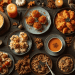 Beautiful autumn-themed table filled with assorted fall appetizers for gatherings.