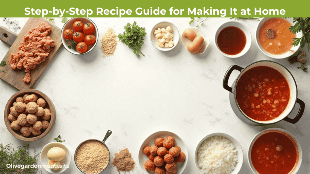 Step-by-Step Recipe Guide for Making High Protein Meatball Soup at Home with fresh ingredients on a kitchen counter.