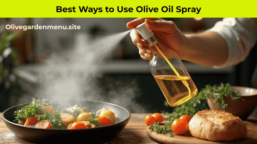 Different best ways of using Olive Oil Spray in cooking, from pans to vegetables and bread.