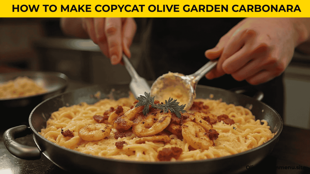 “Step-by-step cooking of Copycat Olive Garden Chicken Carbonara in a skillet”