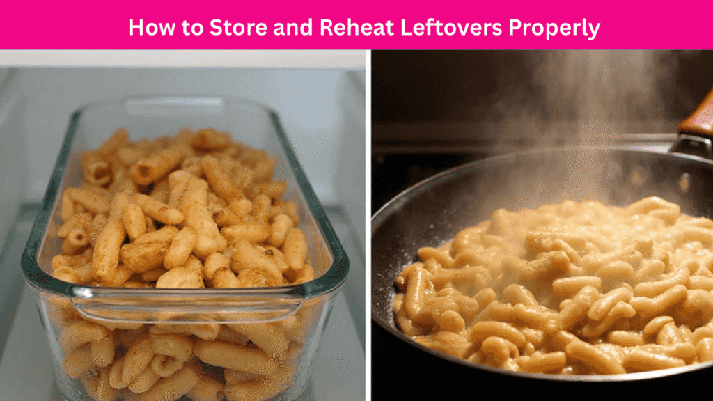 Leftover Olive Garden Chicken Pasta Recipe stored in container and reheated.