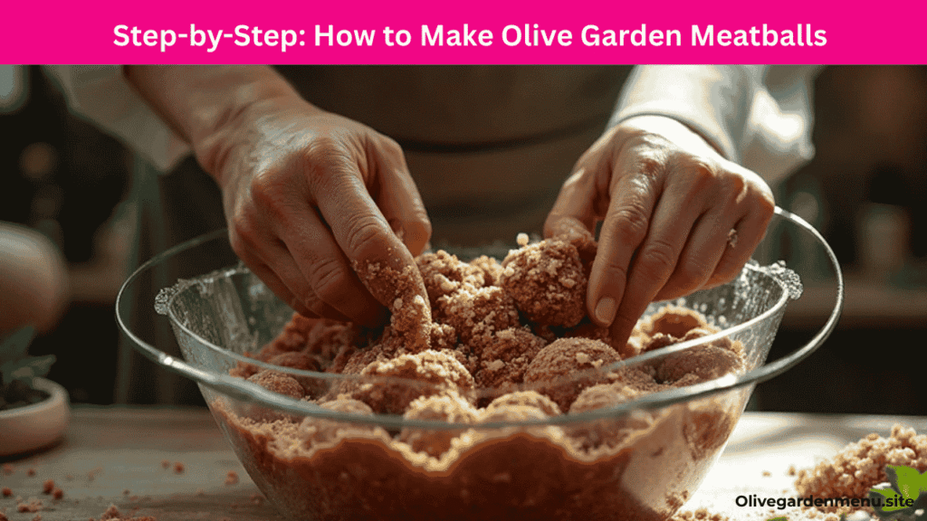Mixing ingredients for Olive Garden Meatball Recipe