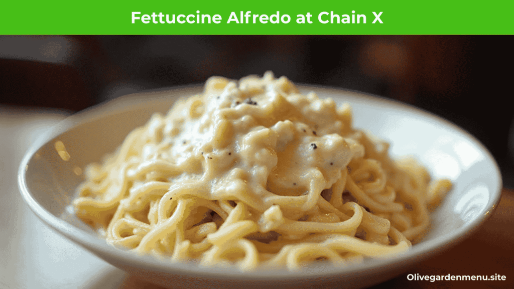 Fettuccine Alfredo at Chain X shown as one of the worst pasta dishes with greasy sauce.