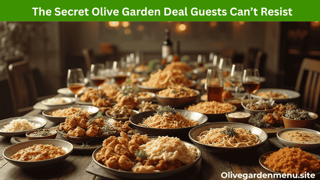 A rich spread of Olive Garden’s signature Italian dishes highlighting the irresistible Olive Garden Deal.