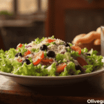 A delicious bowl of Olive Garden's Fresh Salad served with breadsticks at a cozy Italian restaurant table.