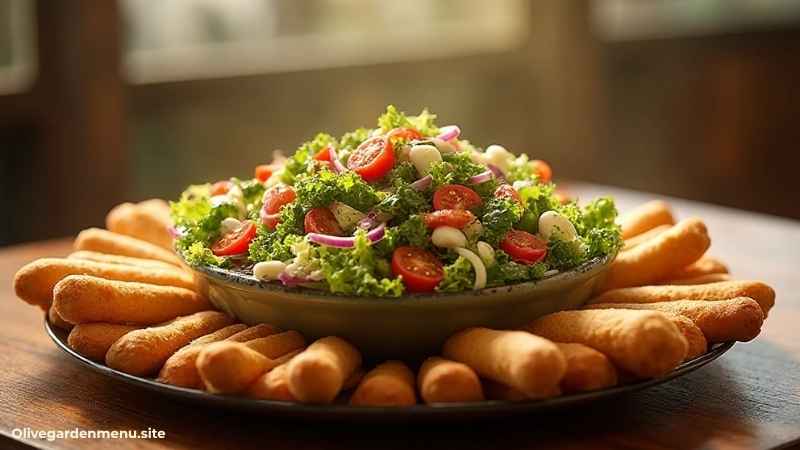 Olive Garden Menu Jumbo House Salad with 12 Breadsticks